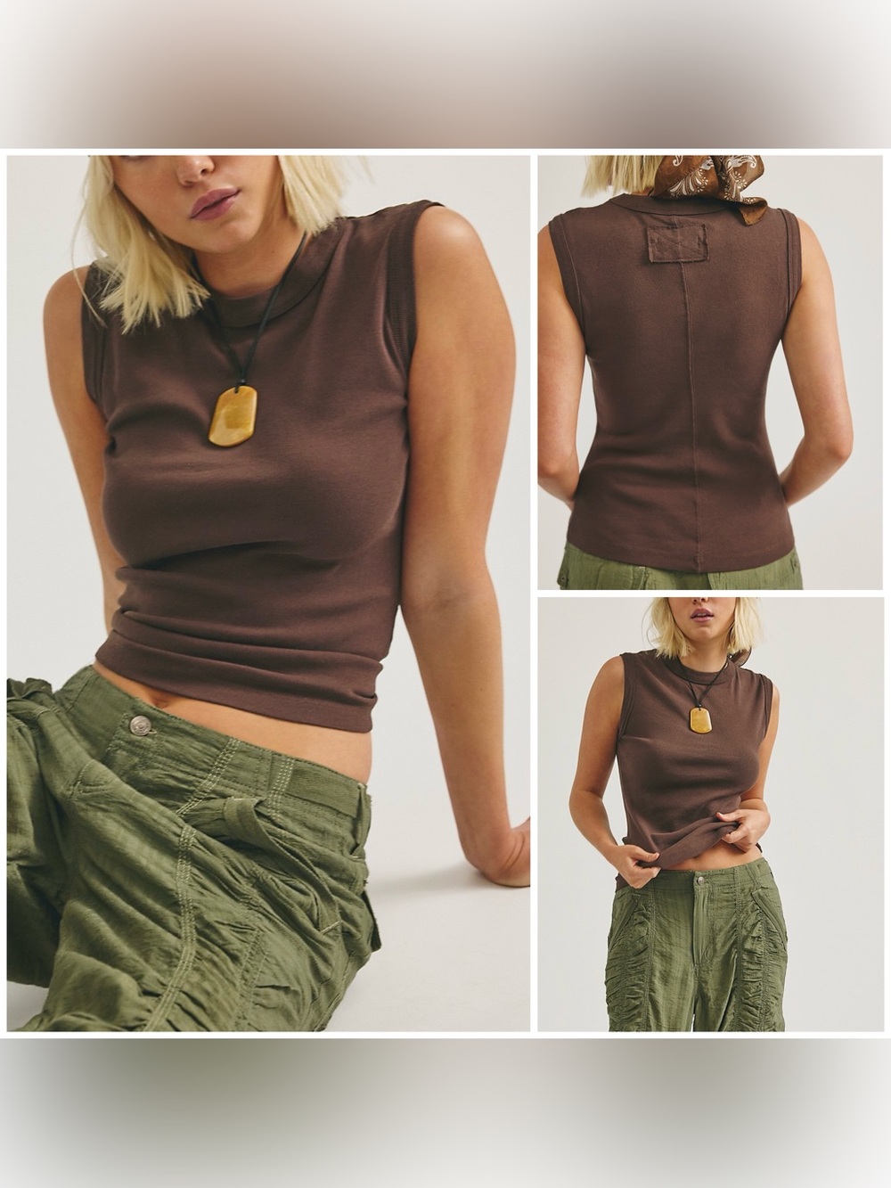 NWOT Free People We The Free Atlas Tank - Chocolatier brown - XS